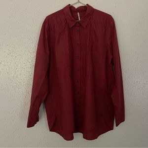 • Free People 100% Cotton Button Up | Womens | MEDIUM | Deep Red | Shirt | Long